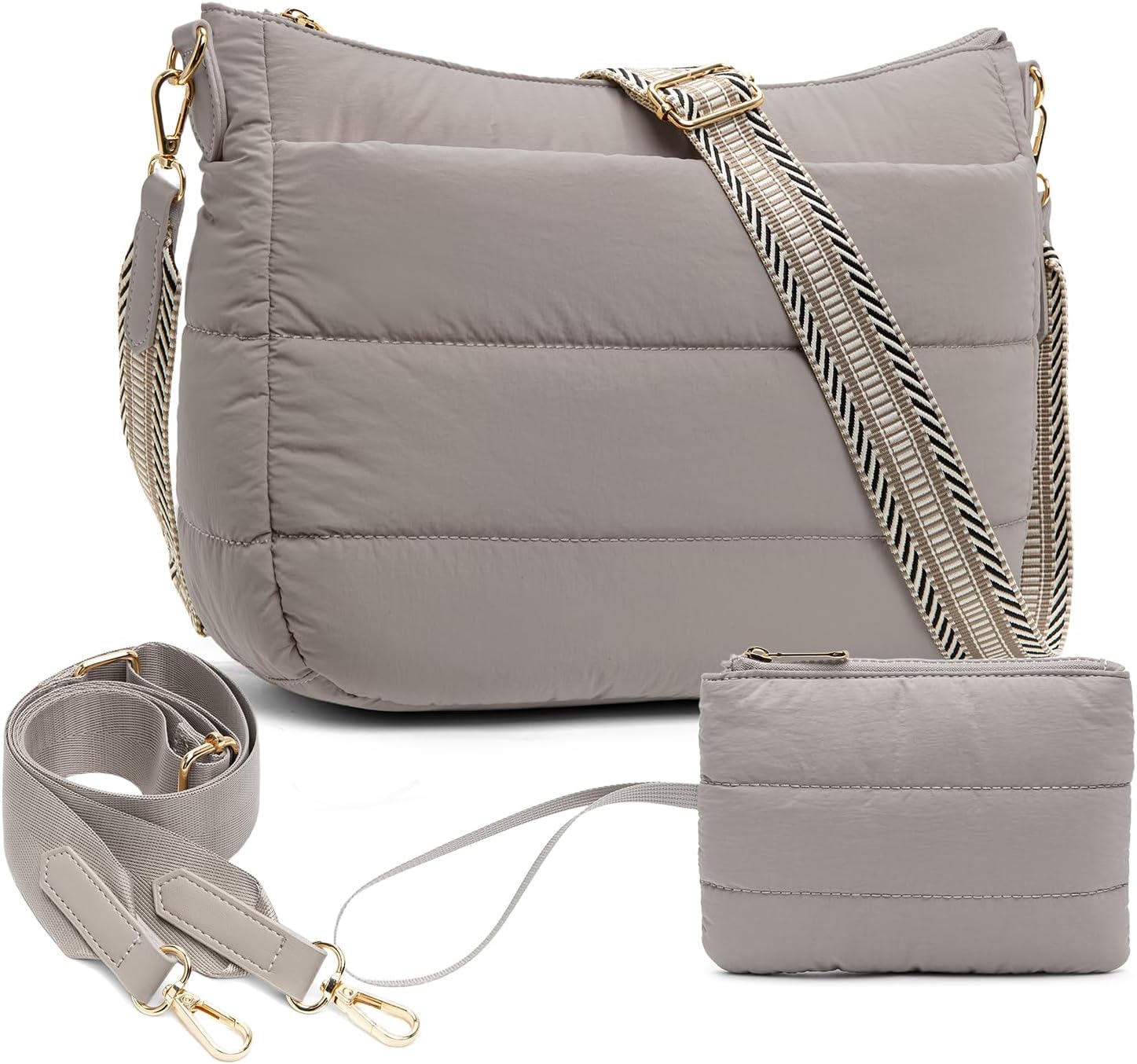 Gitus Puffer Crossbody Bags for Women Trendy Quilted Purses Shoulder Hobo Bag