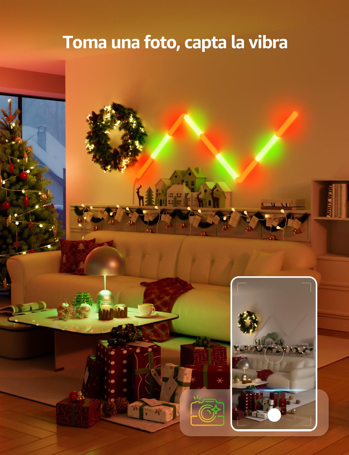 Lepro WL1 AI Barras de Luz LED Pared Inteligente, Funciona con Alexa y Google Home para Sala de Juego y PC Decoración, Diseñador de Iluminación AI Personalizado, Sync de Música y Control de Voz, 6Pcs