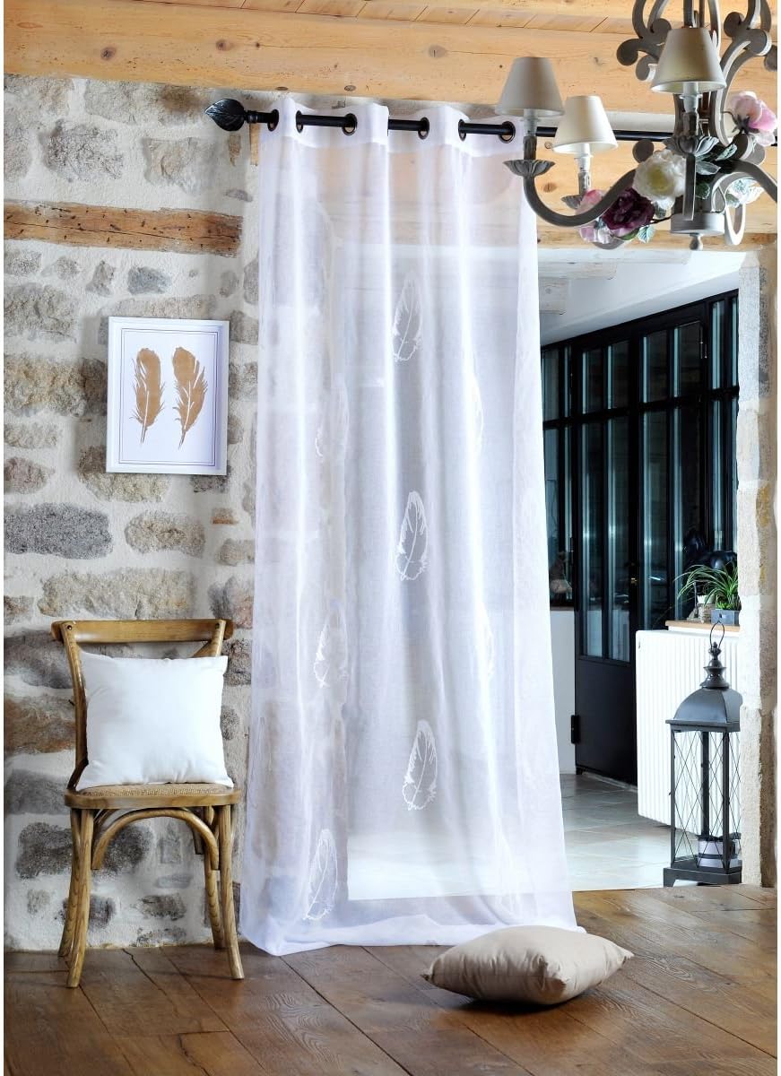 Ploma White Classic Split Curtain 100% Polyester Washable at 30 ° and No Ironing.
