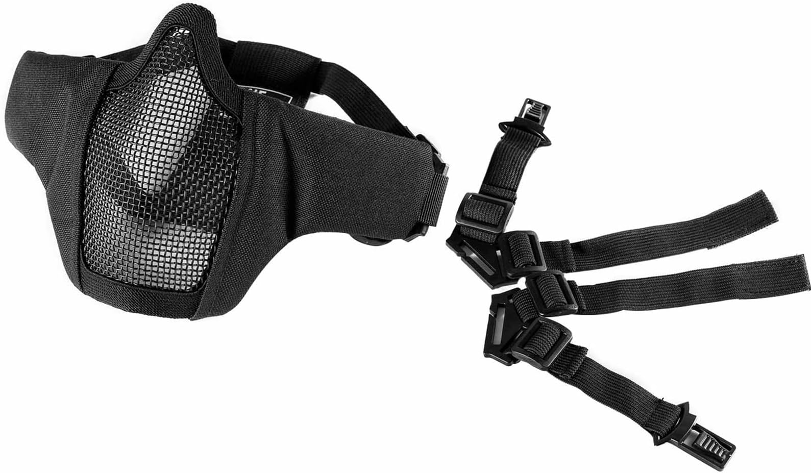 OneTigris 6" Tactical Foldable Half Face Mask Protective Mesh Mask for Airsoft Paintball CS with Adjustable and Elastic Belt Strap