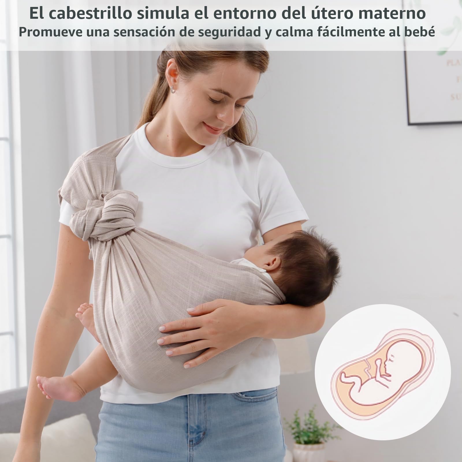 Portabebés para recién nacidos a niños pequeños, ajustable, transpirable, de muselina de doble anillo, bufanda portadora, regalo ideal para nuevos padres (gris)