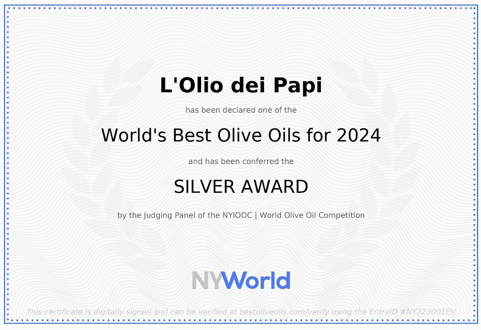 L'Olio dei Papi - Włoski Extra Virgin Olive Oil 100% zimno tłoczony, wyprodukowany z oliwek ze starych plantacji na terenach papieskich 3 litra (puszka)