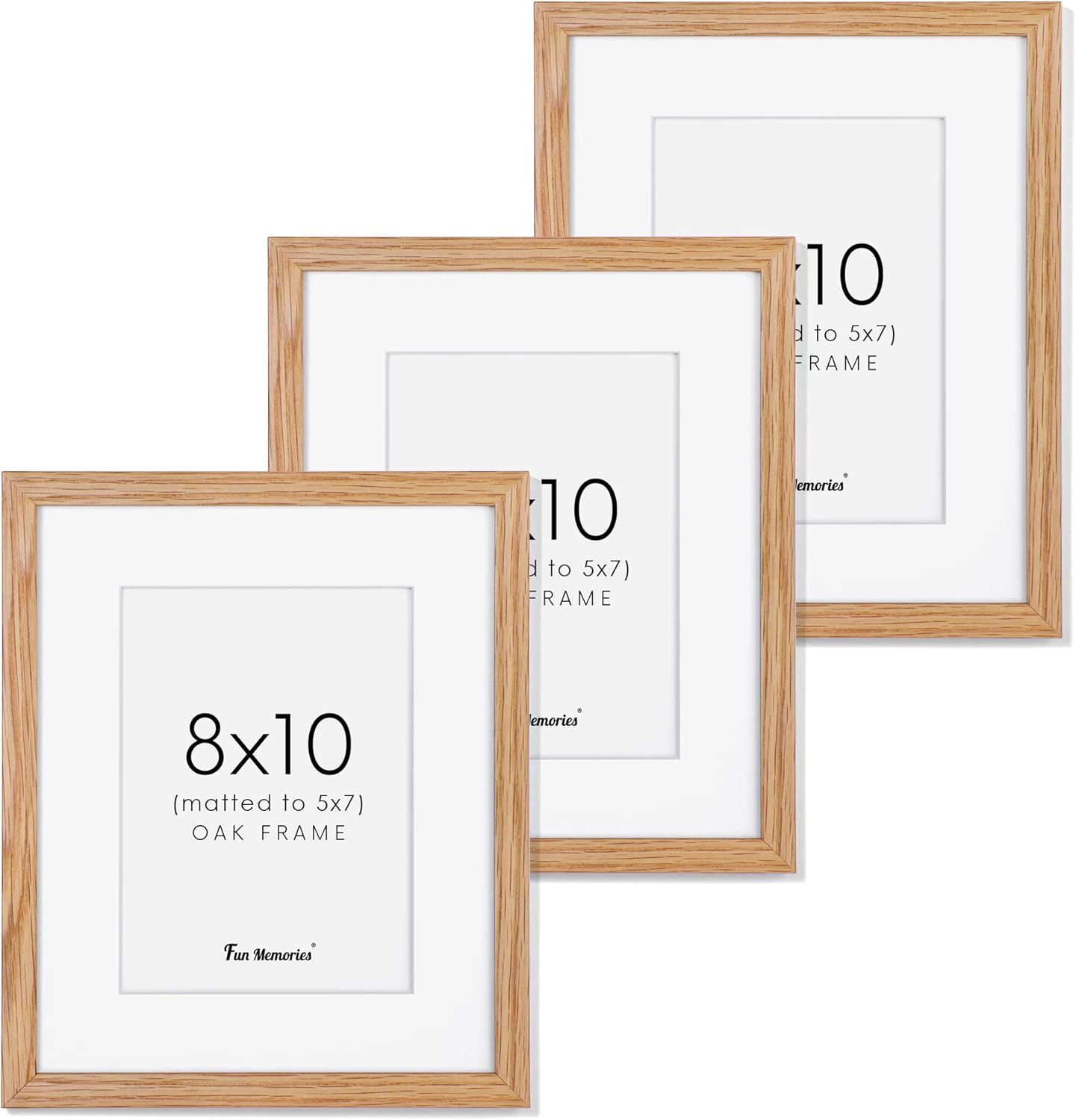 8x10 Picture Frames Set of 3, Solid Oak Wood Frame 8 by 10