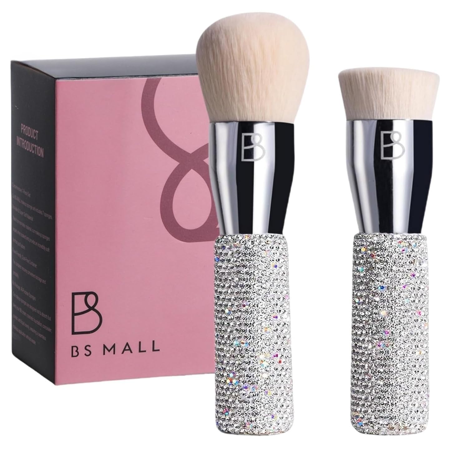BS-MALL Makeup Brushes Luxury Diamond Handmade Powder Blush Brush Premium Synthetic FoundationSoft Synthetic Bristles Pack of 2