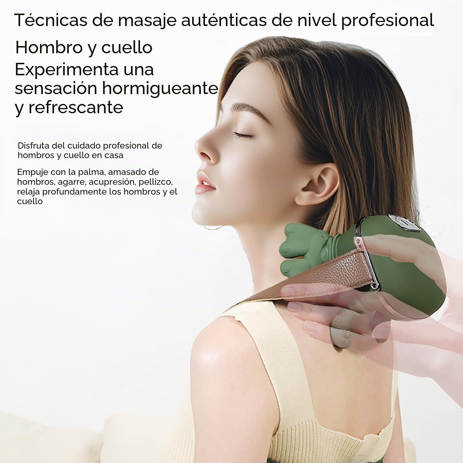 Masajeador de cuello y hombros, masaje Shiatsu portátil de espalda en forma de mano, masajeador de tejido profundo 4D con calor para aliviar el dolor y relajarse muscular, regalos de Navidad