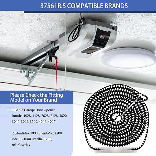 Miniatura 4 de Correa de transmisión 37561R.S para puerta de garaje de 7 pies, cinturón de apertura de puerta de garaje Genie de 223 pulgadas y ensamblaje de bala