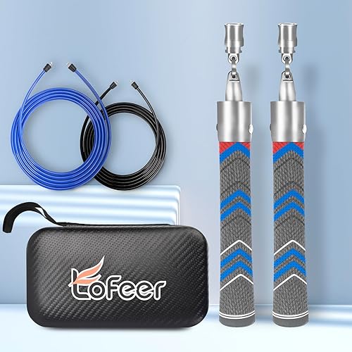 Miniatura 2 de Cuerda de saltar pesada para hombres y mujeres con cable resistente a la abrasión de 110 y 102 pulgadas,   cuerda cruzada de 0.236 in con agarre de