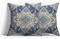 Vista 1 de Fundas de almohada con patrón bohemio de doble cara, fundas de almohada retro con diseño floral de mandala hippie, decoración retro, fundas