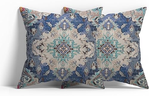 Fundas de almohada con patrón bohemio de doble cara, fundas de almohada retro con diseño floral de mandala hippie, decoración retro, fundas de