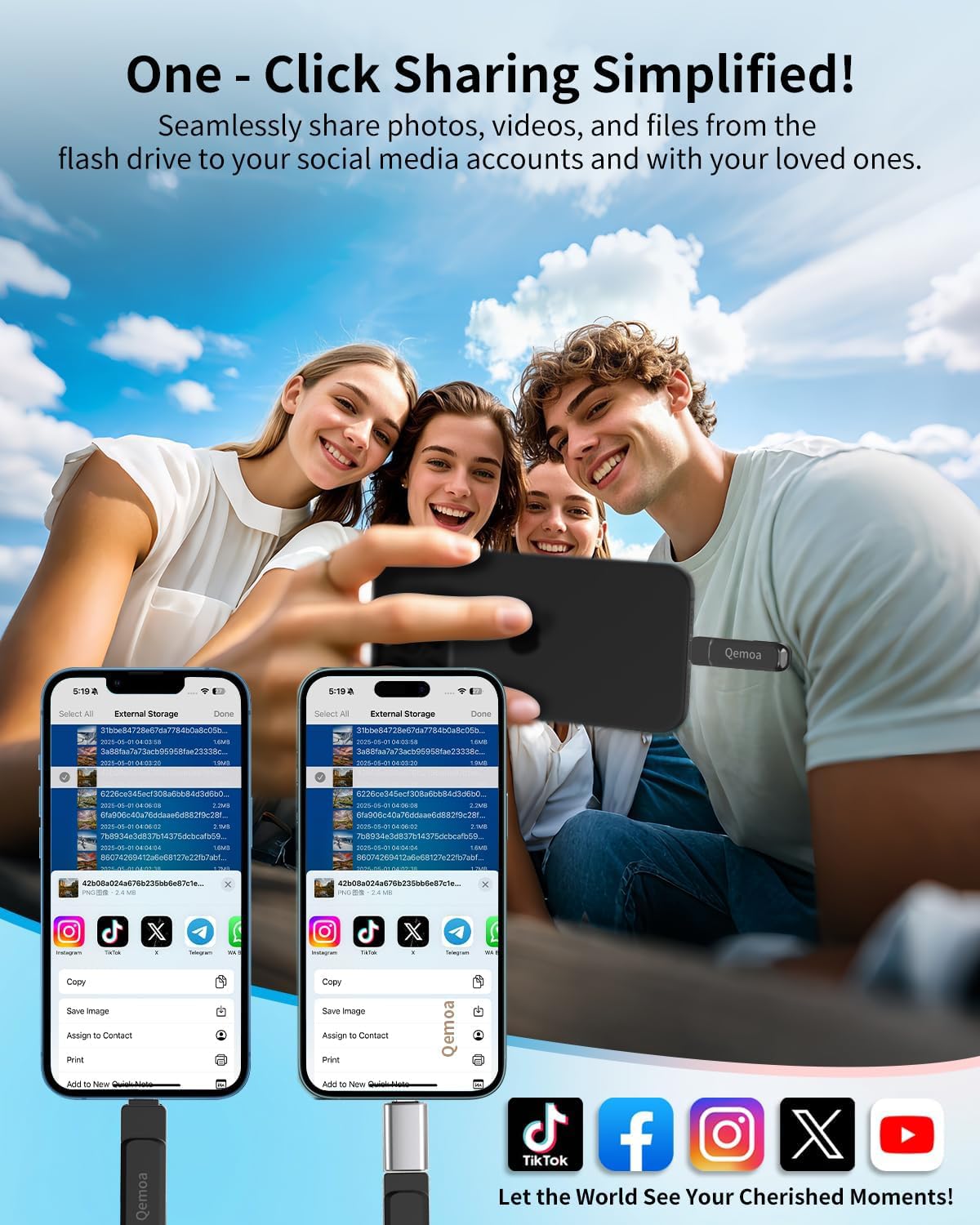 Chiavetta fotografica da 256 GB certificata MFi per iPhone, memoria esterna Photo Keeper per salvare dati/backup/trasferire file/immagini/video/iPhone/iPad/iOS/Android/PC (nero). Spazio disponibile: ~