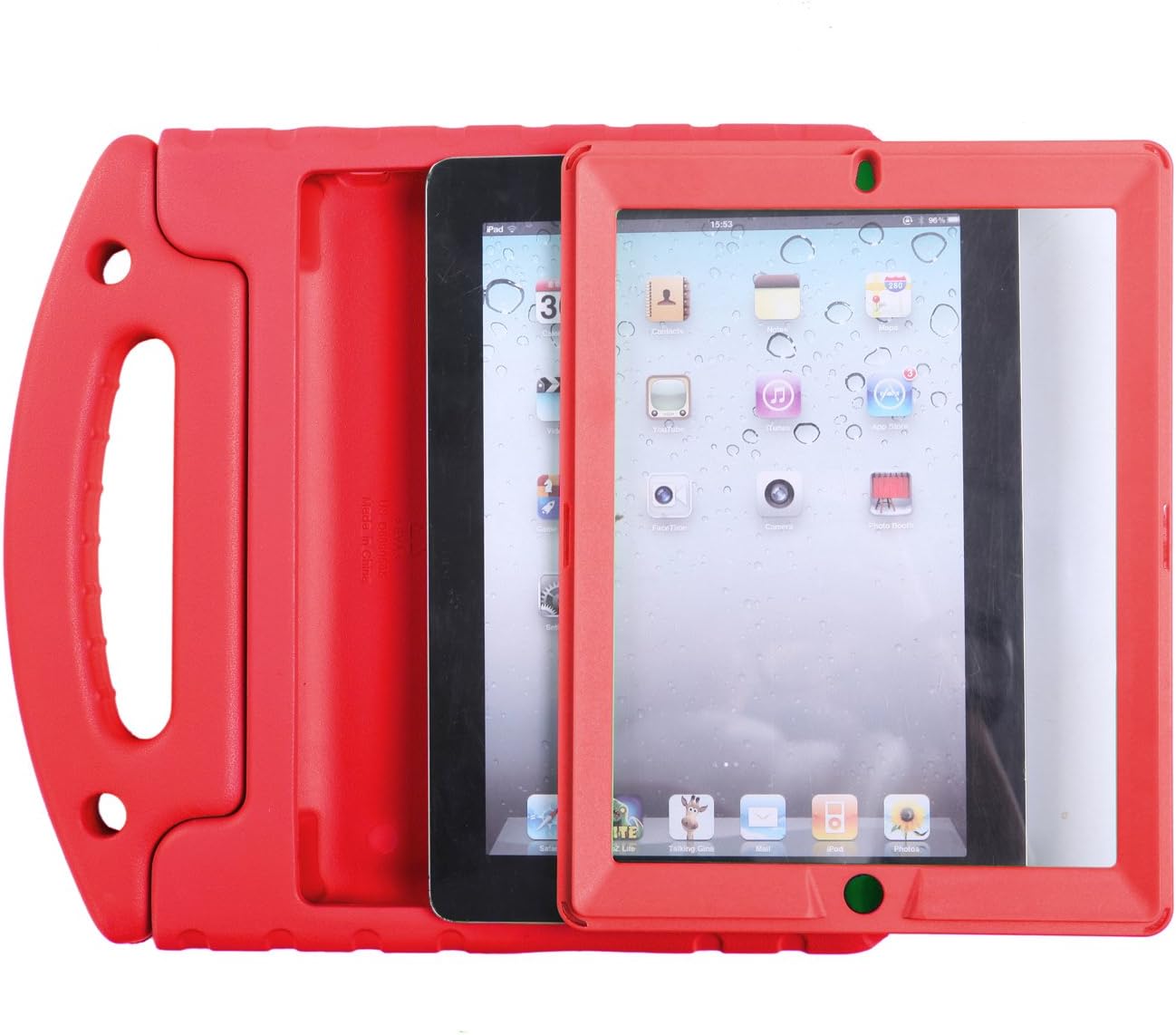 HDE Case for iPad 2 3 4 Kids Shockproof Bumper Hard Cover Handle Stand with Built in Screen Protector for Apple iPad 2nd 3rd 4th Generation (Red)