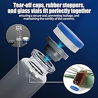 Vista 4 de Chudeng Frascos de vidrio transparente de 0.3 fl oz, 2-1/2 Dram - Frascos de vidrio transparente con tapas abatibles de plástico y aluminio