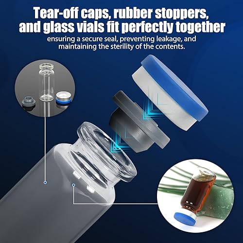 Miniatura 4 de Frascos de vidrio transparente de 0.3 fl oz, 2-12 Dram - Frascos de vidrio transparente con tapas abatibles de plástico y aluminio y tapones de