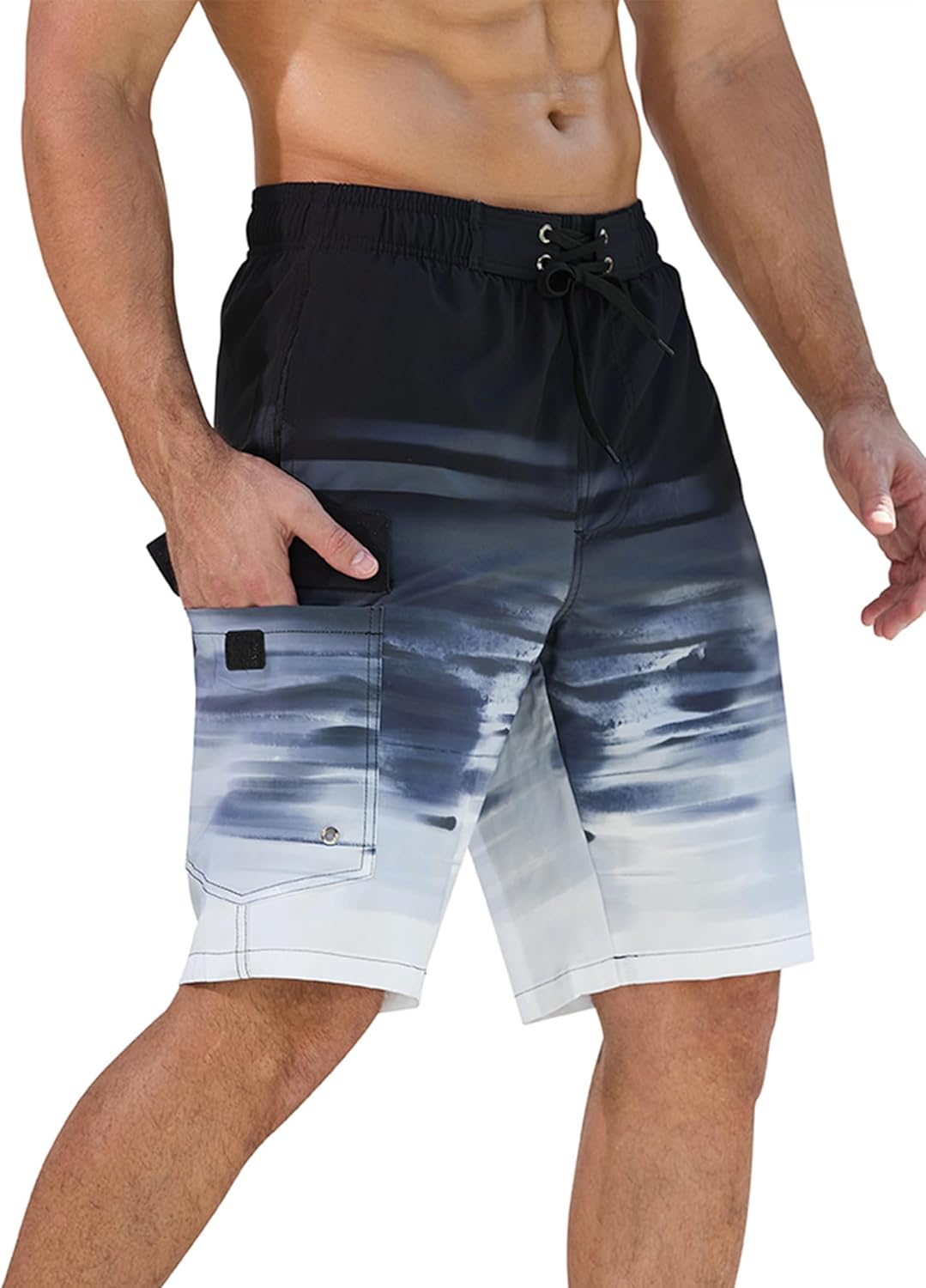 SILKWORLD Mens Swim Trunks with Compression Liner Quick-Dry 10" Stretch Beach Shorts - Image 2