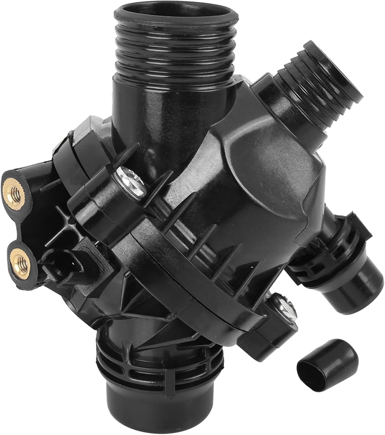 Car Thermostat Housing Replacement for BMW E90 330 E60 530 E65 730 E83 X3 E85 Z4, No.11537549476/11537536655/11537544788 Plastic Metal Black 1 Pc