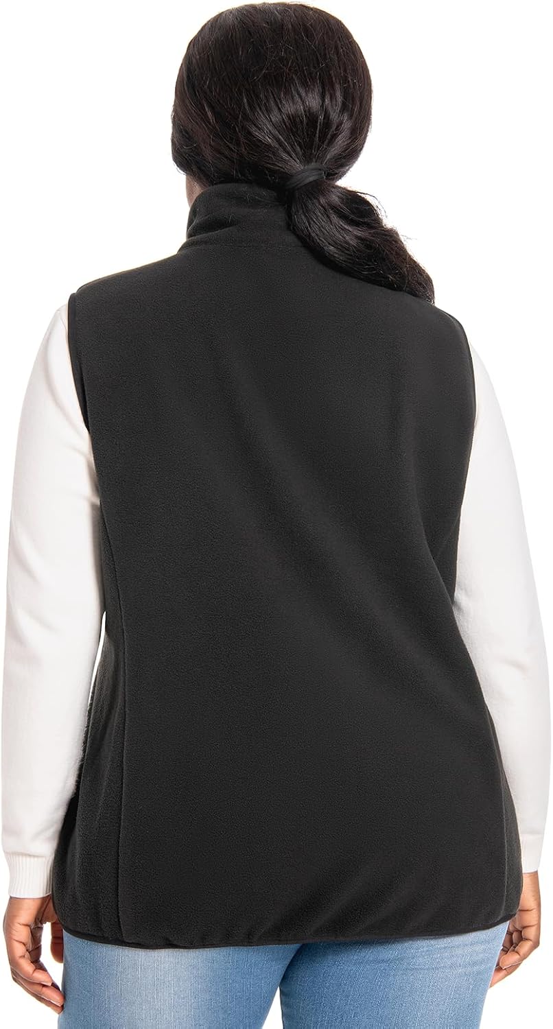 Plus Size Women's Fleece Vest, 1X-5X Outerwear Lightweight Sleeveless Zip Jackets(Exclusively for Plus Size) - Image 3