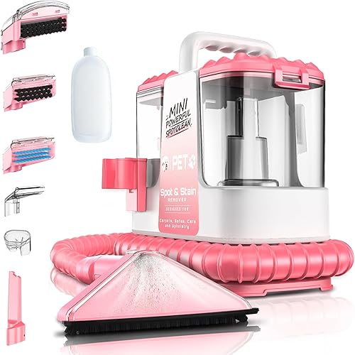 Upholstery Cleaner Machine, 16Kpa Portable Carpet & Upholstery Spot Cleaner Machine, Deep Stain Cleaning for Carpet, Pets, Stairs, Car Seat, Couch, with 5 Cleaning Tools and Cleaning Solutions