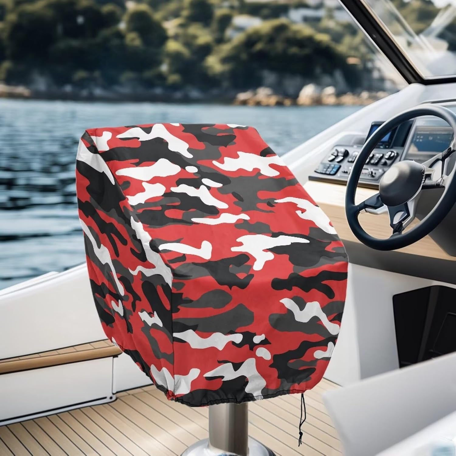Weatherproof Pontoon Captain Chair Covers for Rain Sunshine Snow Green Boat Seat Cover for Most of Boats