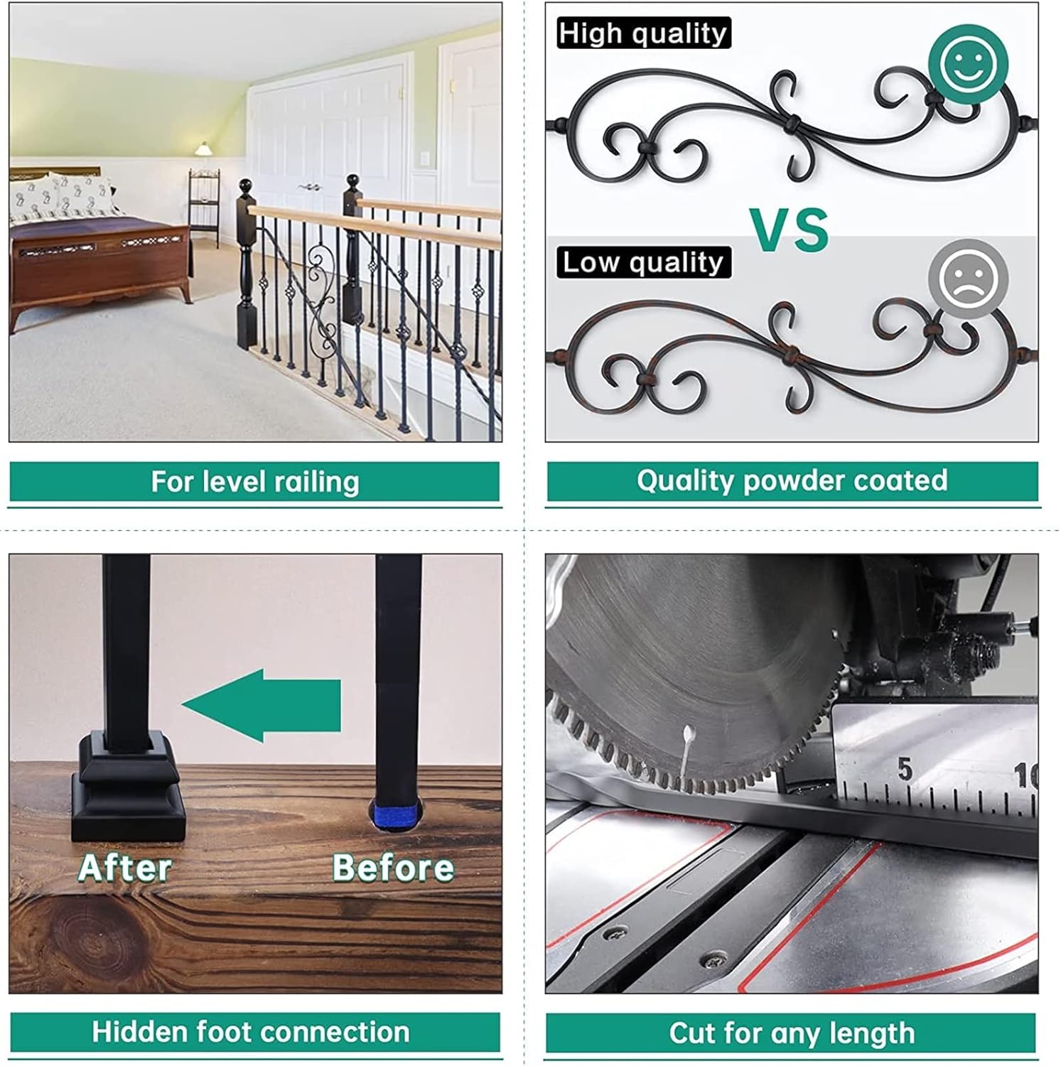 階段インテリアスピンドルポスト、ホーム階段/ポーチガードレール/玄関手すり用、調節可能なフラットブラケットと完全なキットを備えた正方