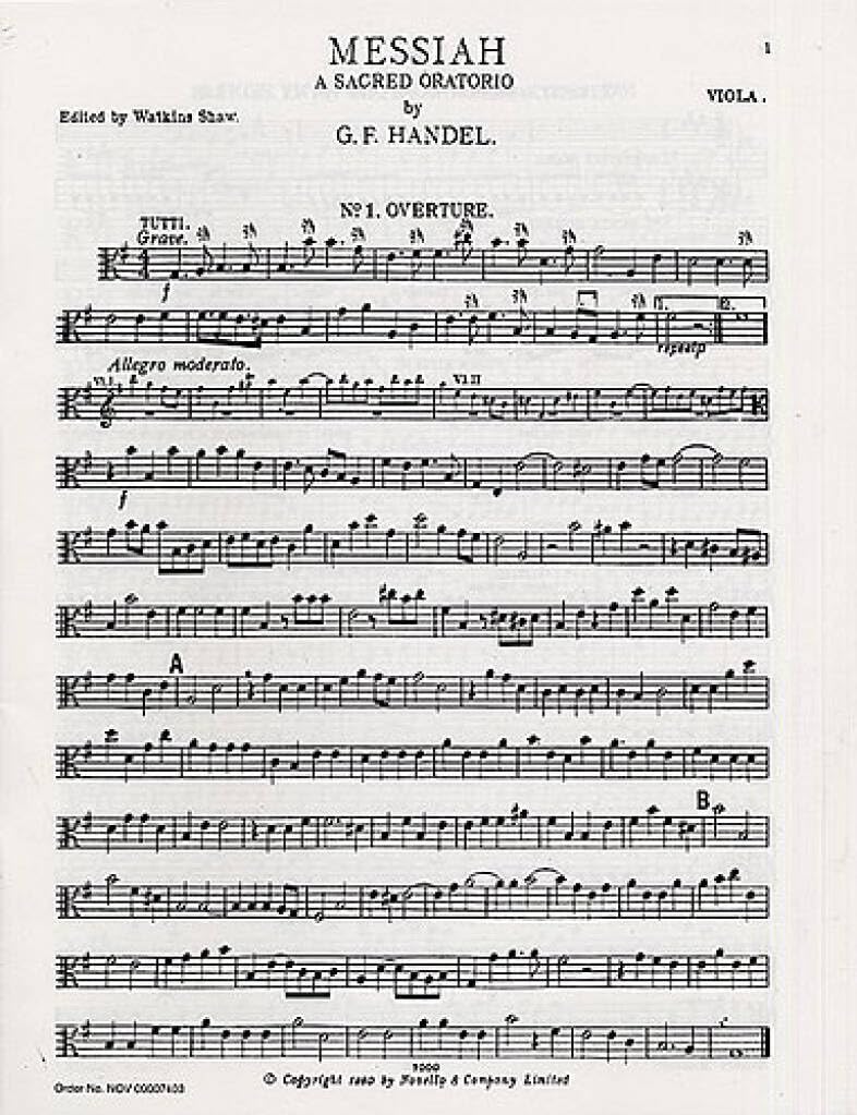 G.F. HANDEL: MESSIAH (VIOLA PART)