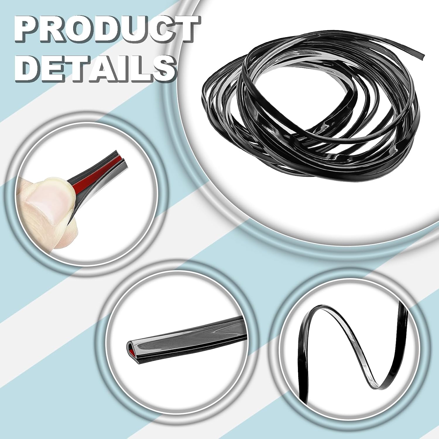 Car Door Edge Guards 16FT (5M), Universal U Shape Trim Molding Rubber Seal Protector, Anti-Collision Vehicle Protection Accessories Universal for SUV, Automobile, Truck, Van (Silver)
