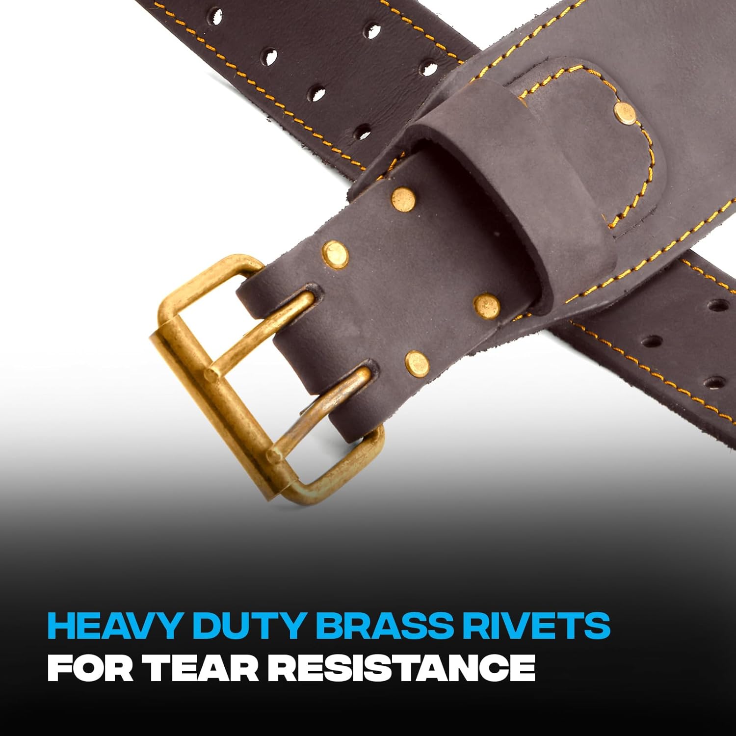 OX Pro XL 3 Inch Wide Leather Tool Belt made of Full Grain Oil-Tanned Leather - Tool Pouch Belt for Men with Rivet Reinforcements - 40" to 51" Length - Cinto Carpinteiro - Image 3