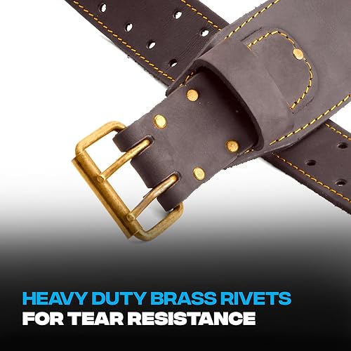 Miniatura 3 de OX Tools OX-P263303 - Cinturón de herramientas curtido al aceite de 3 pulgadas, hebilla ajustable resistente, cuero de grano completo para