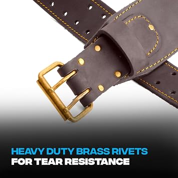 OX 3 Inch Leather Tool Belt for Tool Pouch Bags - Small/Medium | Small/medium 3 Wide leather belt for tool pouches - adjustable fit with perimeter stitching and rivets for construction work