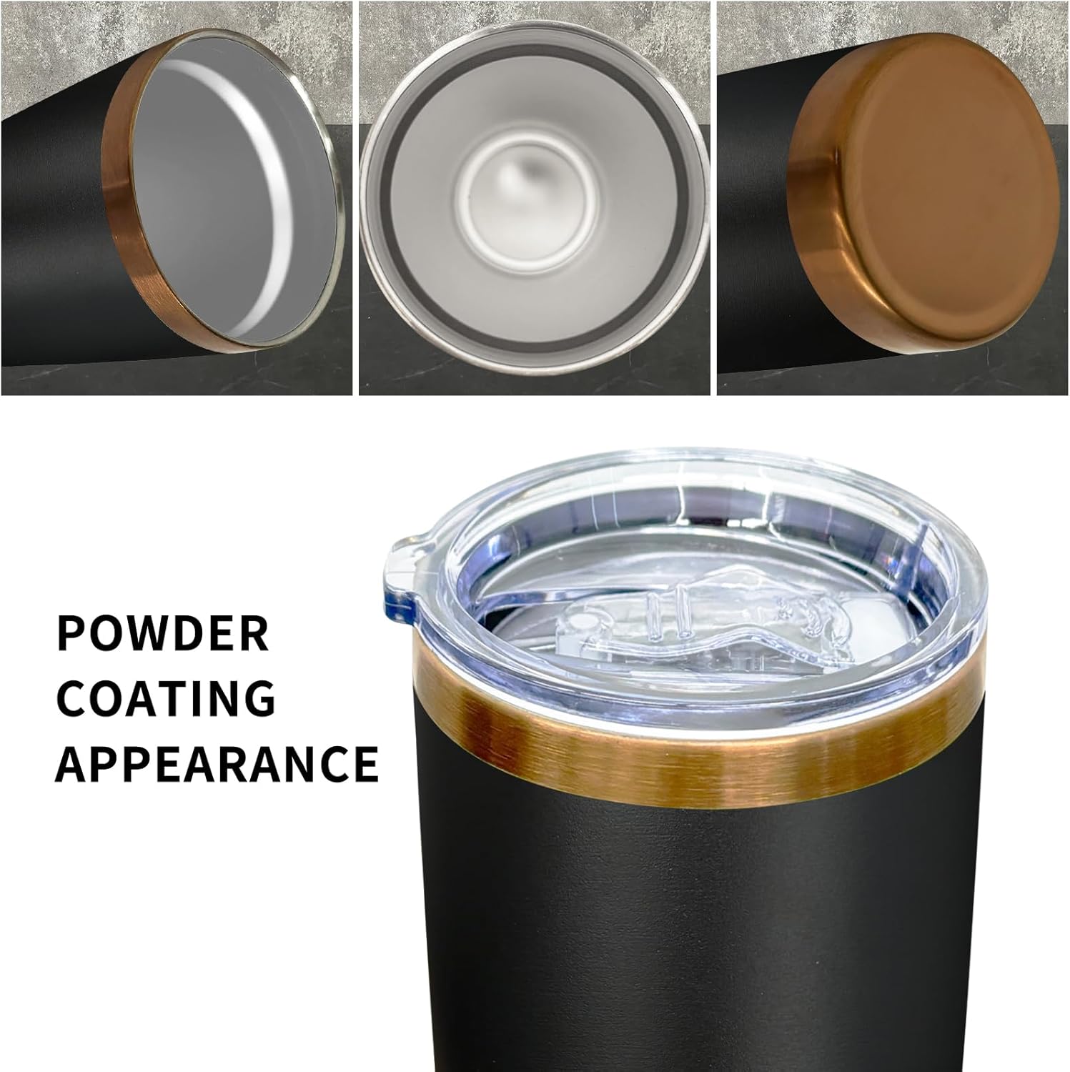 20 oz Tumblers Stainless Steel Tumbler with Lid and Straw Insulated Coffee Mug for Laser Graving 20oz Powder Coated Cup(Black,1 pack) - Image 6