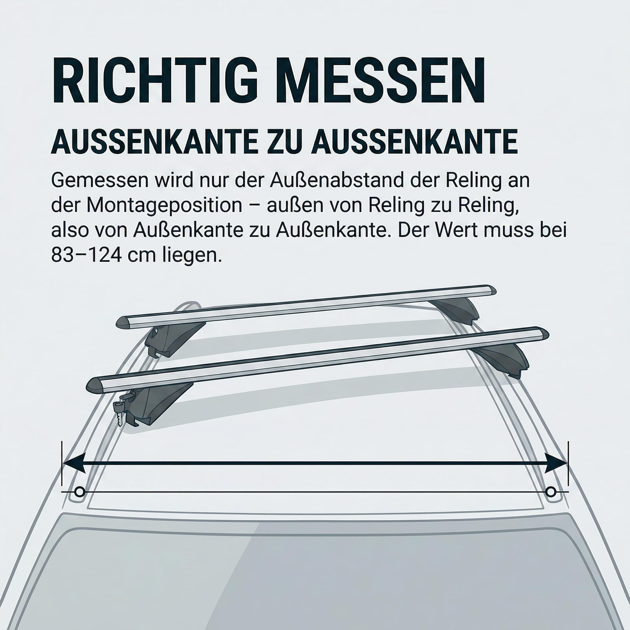 Dachgepäckträger Auto 135cm - Dachträger Universal VDP-R-005 | Auto Dachträger offene Reling | Dachträger für Reling abschließbar | Aluminium Grundträger Dachreling bis 90kg