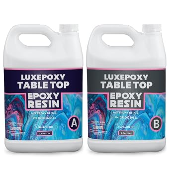 Luxepoxy Resin Kit 2 Gallon Premium Epoxy Resin and Hardener - Clear, High Gloss, Easy Pour 11 Formula for Countertops, Art, Craft, and Self-Leveling Coatings - Made in USA