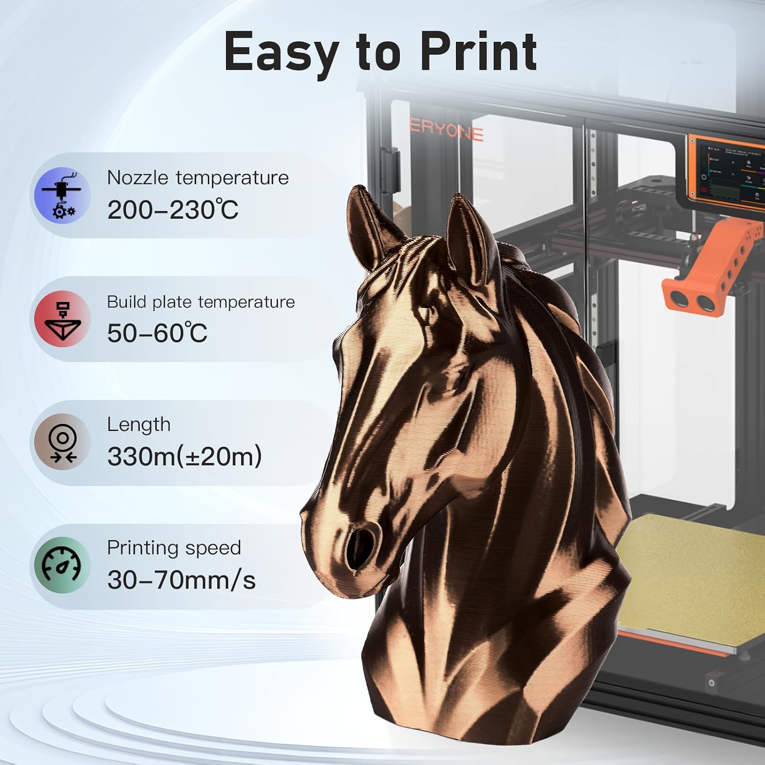 ERYONE Silk Filament PLA+ 1.75mm Upgraded Shiny 3D Printer Filament, Gloss Finish, Fit Most FDM Printer Stable Printing,1kg (2.2LBS)/Spool, Dark Gold
