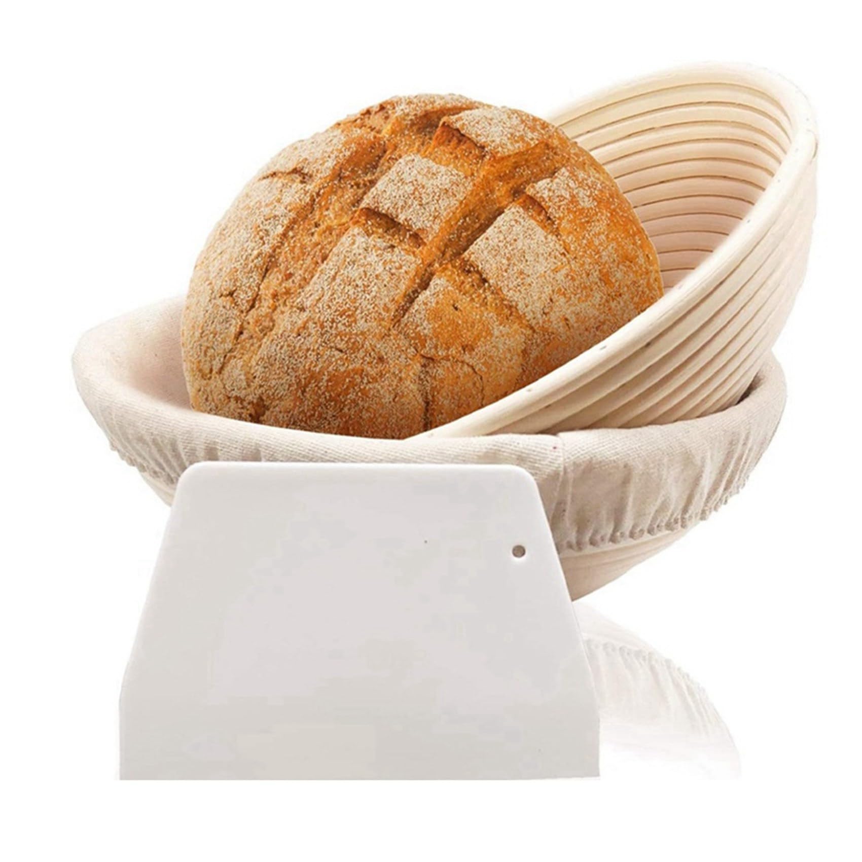 Juego redondo, 8 cestas de levadura para pan y masa de pan, cesta de fermentación Banneton con insertos de , juego de espátulas redondas