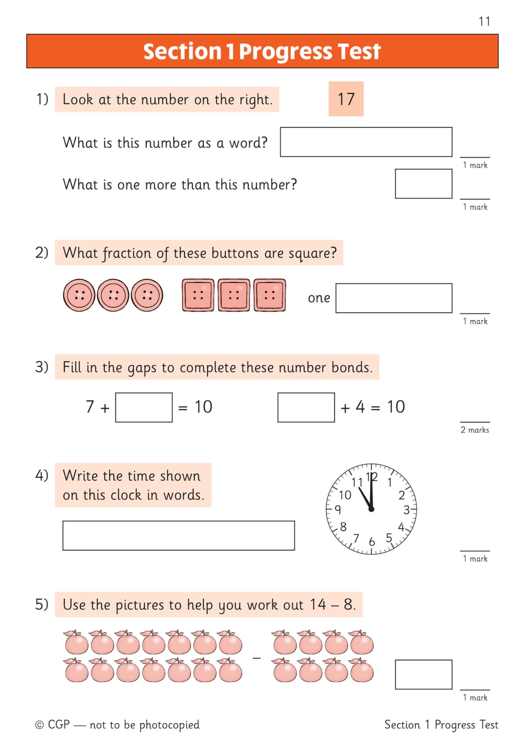 KS1 Maths Year 1 Mental Arithmetic Targeted Question Book (includes Online Answers & Audio Tests)