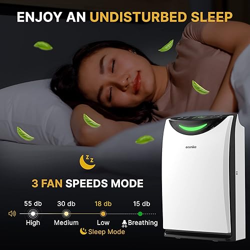 Miniatura 5 de Combo de purificador de aire y humidificador, purificador de aire HEPA con luz UV, silencioso para dormitorio y sala de estar, limpiador de