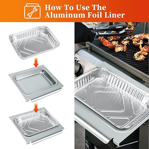 Miniatura 4 de 67047 Bandeja de captura de metal y revestimiento de aluminio 6415 para Weber Spirit I & II 200 y 300, Genesis I & II LX200300 Series, Bandeja de