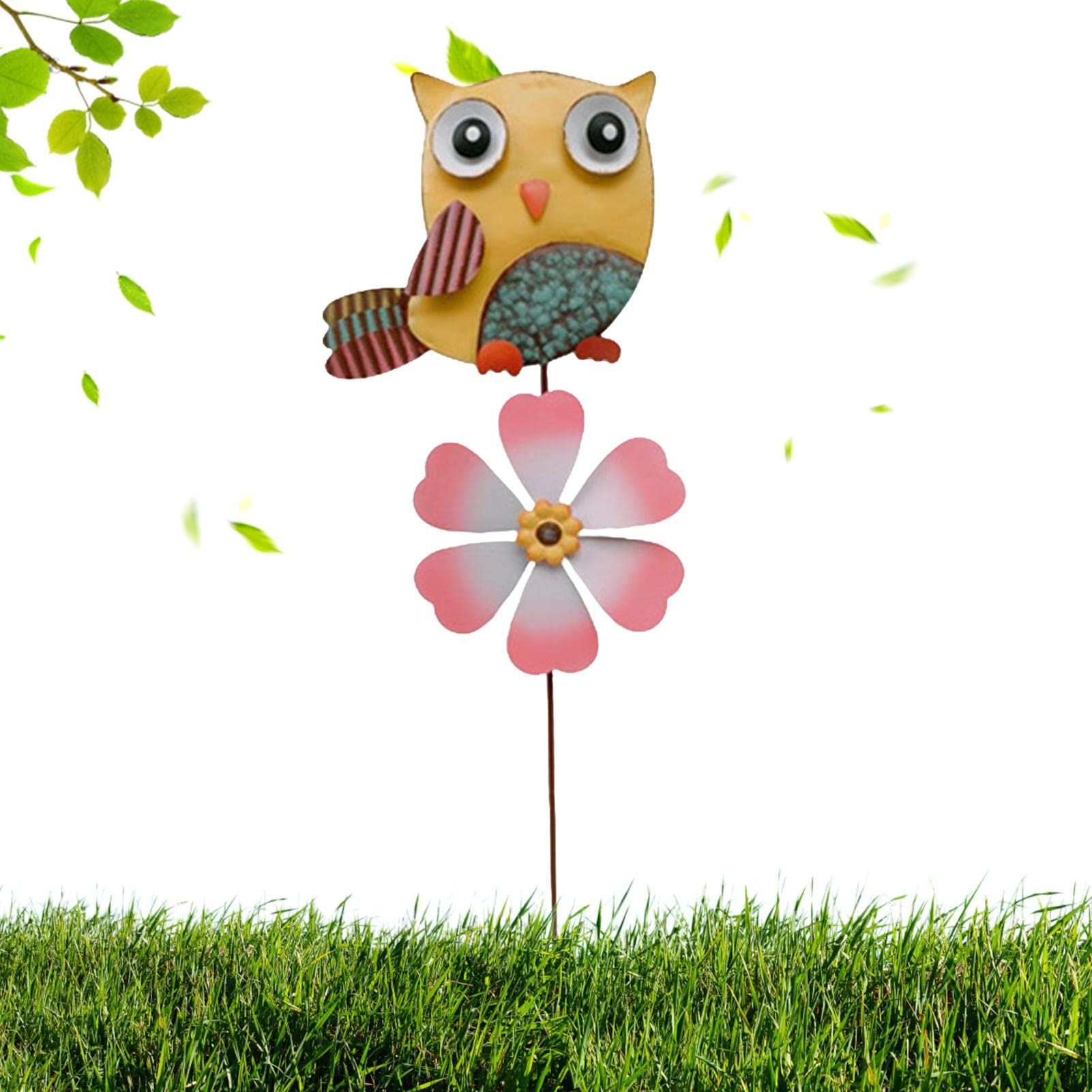 Flower Spinner | Wrought Iron Flower Wind Spinner with Leaves - Outdoor Windmill for Yard and Garden Wind Spinners, Lawn Pinwheels Wind Toys, Small Flower Windmill Decorative Pinwheels-image-45