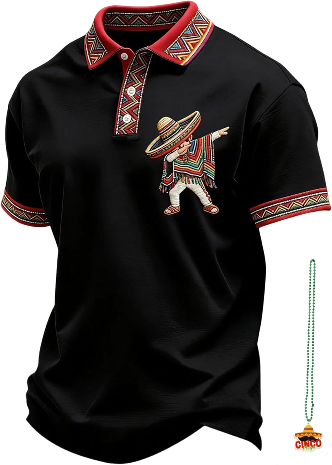 Men's Cinco De Mayo Polo Shirt Printed Casual Mexican Poncho Shirts Cinco De Mayo Fiesta Polo T-Shirt
