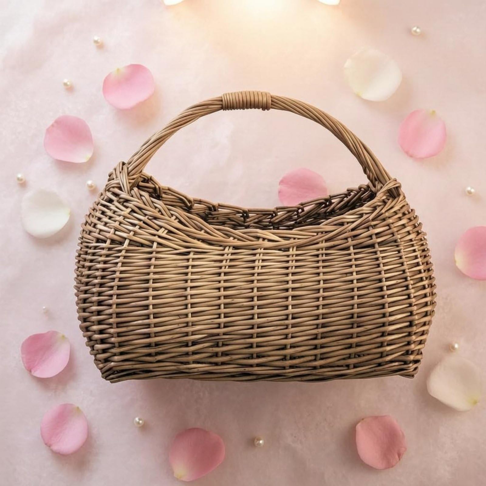 Bolso Cesta Resistente Bolso Mimbre Reutilizable Cesta Tejida para Exhibición