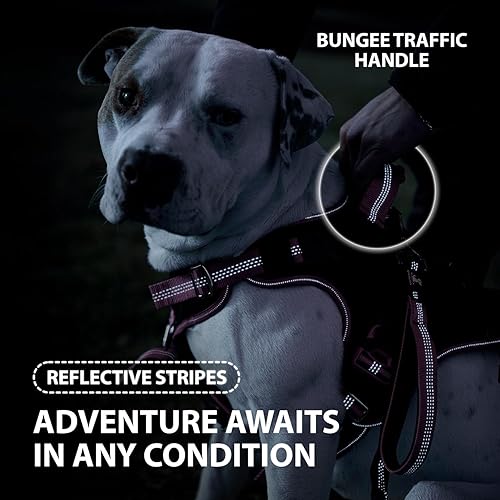 Miniatura 6 de SparklyPets Arnés para perro sin tirones para perros medianos y grandes, arnés resistente con asa y bolsillo para bolsa de excrementos, arnés