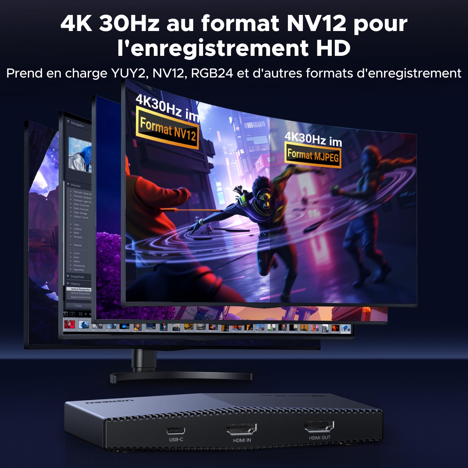 UGREEN 4K 30Hz Carte de Capture Vidéo HDMI USB C 3.2 4K 60Hz Enregistrement