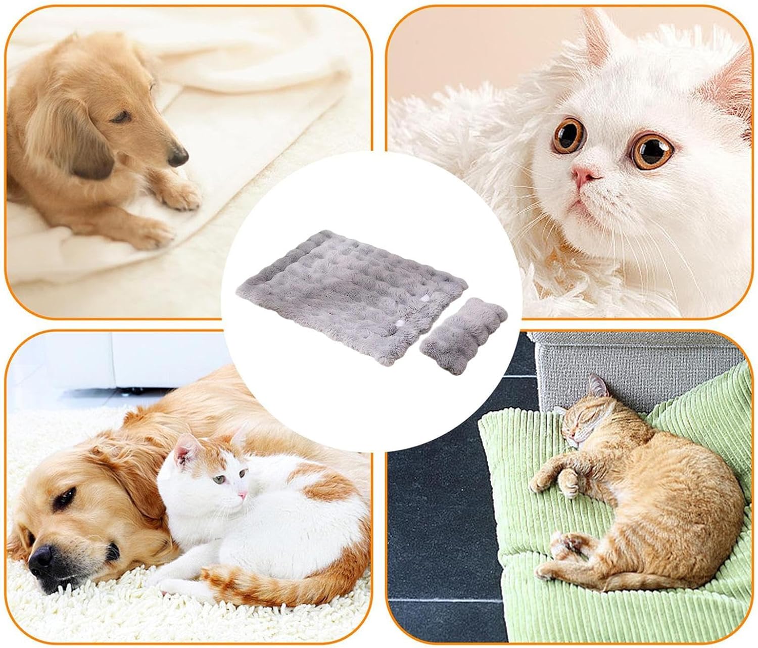 Washable Cat Mat Bed with Warm Detachable Pillow, Comfortable Sleeping Pad for Cats, Dogs, Puppies, or Kittens, Suitable for Small, Medium, Large Pets, Indoor Use, Couch, Floor, Crate, or Kennel