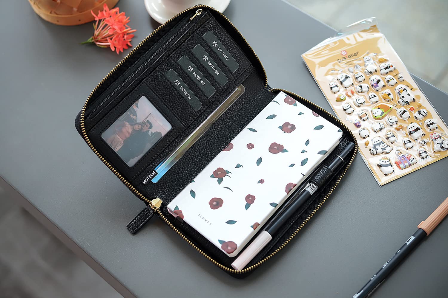 Moterm Copertina in pelle con cerniera per settimane, adatta per Hobonichi Weeks e Weeks Mega Notebook Planner (ciottoli nero)