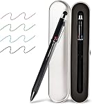5-in-1 Stylus stylo & multicolore stylo en un, stylo multifonction avec boîte cadeau en métal, bleu noir rouge stylo à bille vert Ipad avec Style universel stylo multicolor pour écrans tactiles (noir)