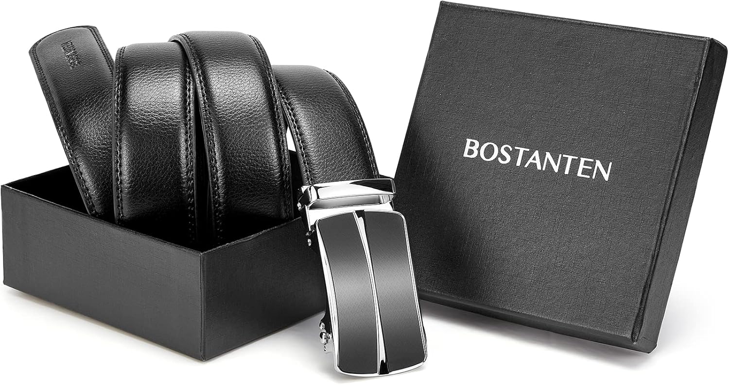 BOSTANTEN Mens Belt Leather Ratchet Belt For Men Dress and Casual with Adjustable Buckle, Trim to Fit - Image 7