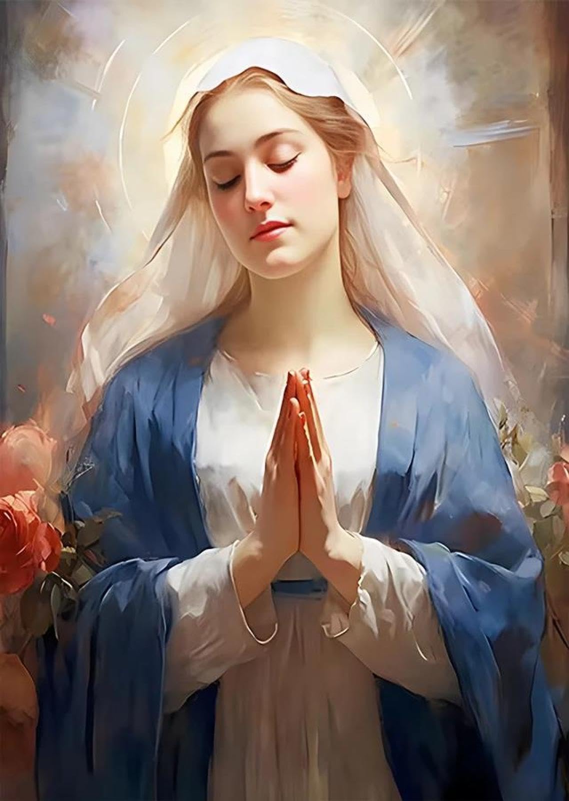 Baibexing Vintage Blessed Virgin Mary With The Child Catholic Christian Prayer Art Poster Canvas Painting Wall Prints Picture Home Decor A12 40X50Cm Unframed