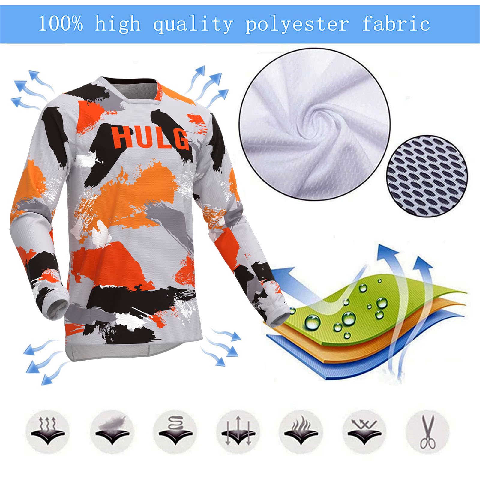Maillot De VTT à Manches Longues pour Hommes - Respirant et à Séchage Rapide - T-Shirt De Course De Motocross BMX