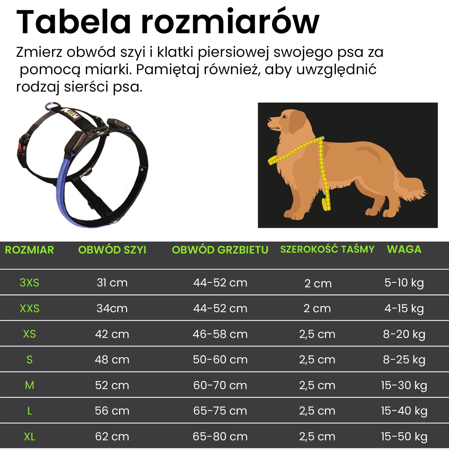 Szelki LED Luminous Pettystore dla psa, wodoodporne z akumulatorem ładowanym przez USB - do 10 godzin pracy na baterii- Wygodne szelki neoprenowe dla psów średnich i dużych. (S Czerwony)