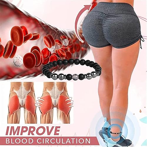 Miniatura 8 de Pulsera magnética de obsidiana negra antihinchazón para desintoxicación de linfa magnética de piedra esmerilada