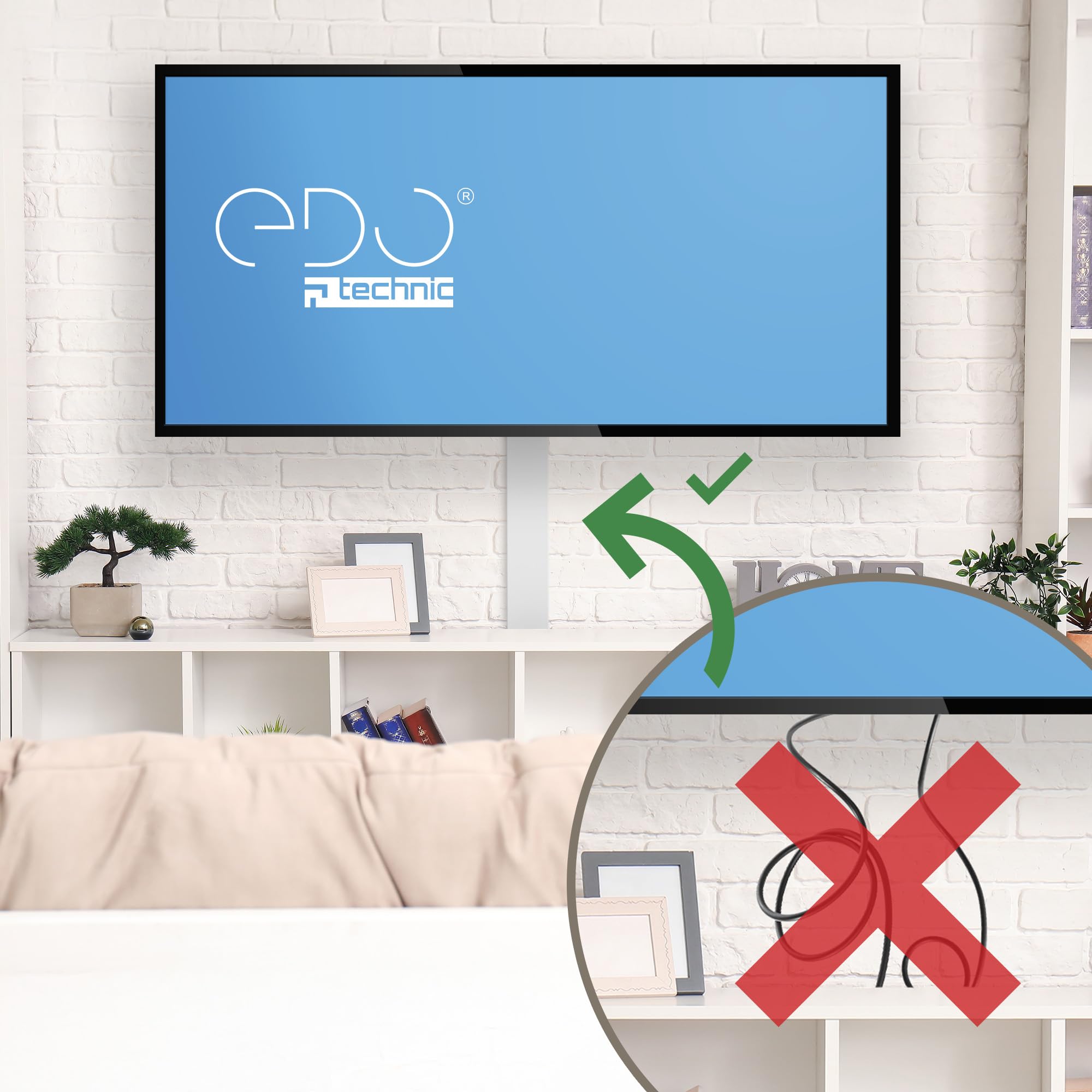 EDO Canaleta Eléctrica 120x60 mm Blanca 2 m – Tapa Abatible y Montaje con Tornillos – Canaleta para Cables de Pared – Organizador de Cables para Hogar, Oficina o TV